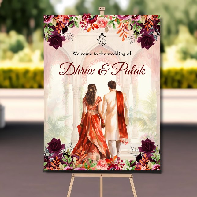 Indian wedding welcome sign Hindu couple signage (Creator Uploaded)