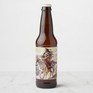 “Indian With Spear” Cowboy Art by Charles Russell Beer Bottle Label