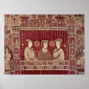 Indian woman with European traders, Madras Poster
