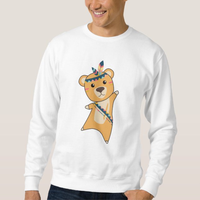 Indian Yellow Bear Fashing Teddy Feather Cute Sweatshirt (Front)