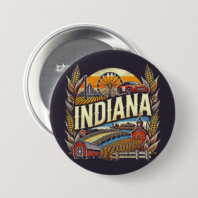 Indiana 7.5 Cm Round Badge (Front & Back)