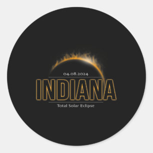 Indiana America April 2024 Path Of Totality Solar Classic Round Sticker