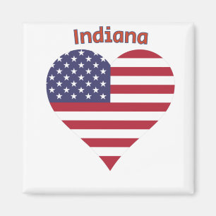 Indiana American Flag Heart Magnet