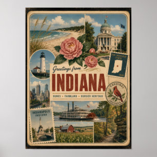 Indiana Authentic Vintage Style Poster