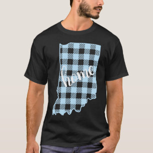 Indiana Buffalo Plaid Home State Country Blue West T-Shirt