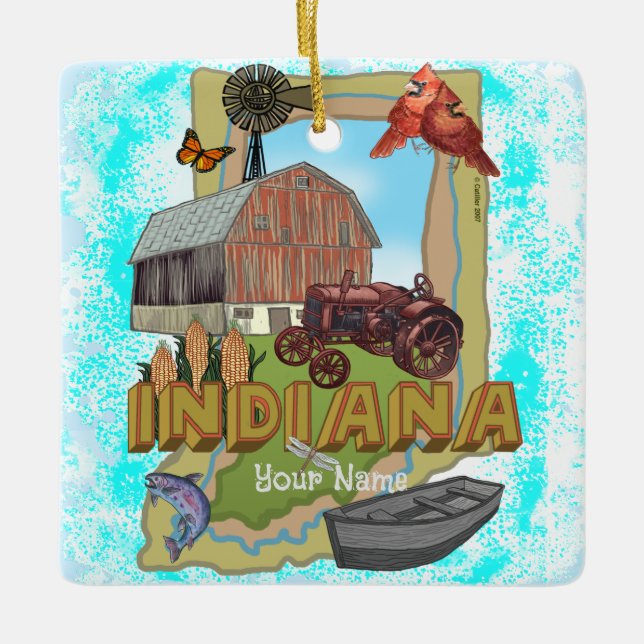 Indiana  ceramic ornament (Front)