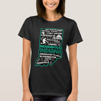 Indiana cute map Indianapolis Fort Wayne Evansvill T-Shirt