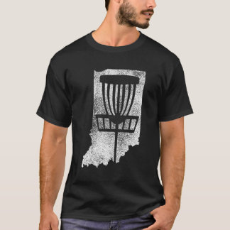 Indiana Disc Golf State With Basket Distressed Gra T-Shirt