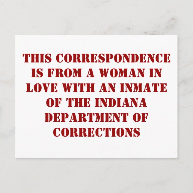 Indiana DoC #1 Postcard (Front)