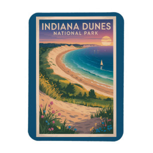 Indiana Dunes National Park Illustration Travel Magnet