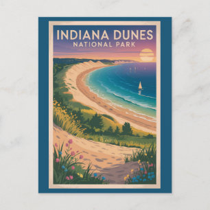 Indiana Dunes National Park Illustration Travel Postcard
