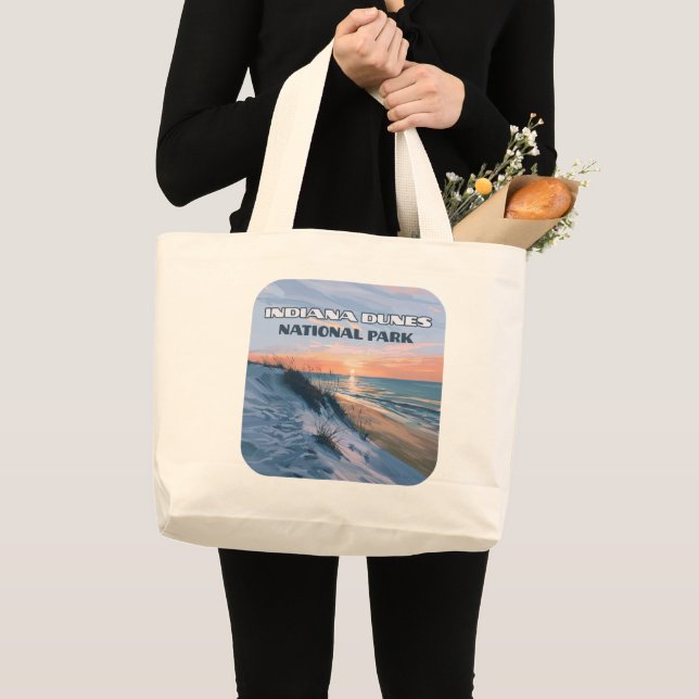 Indiana Dunes National Park Lake Michigan Large Tote Bag (Front (Product))
