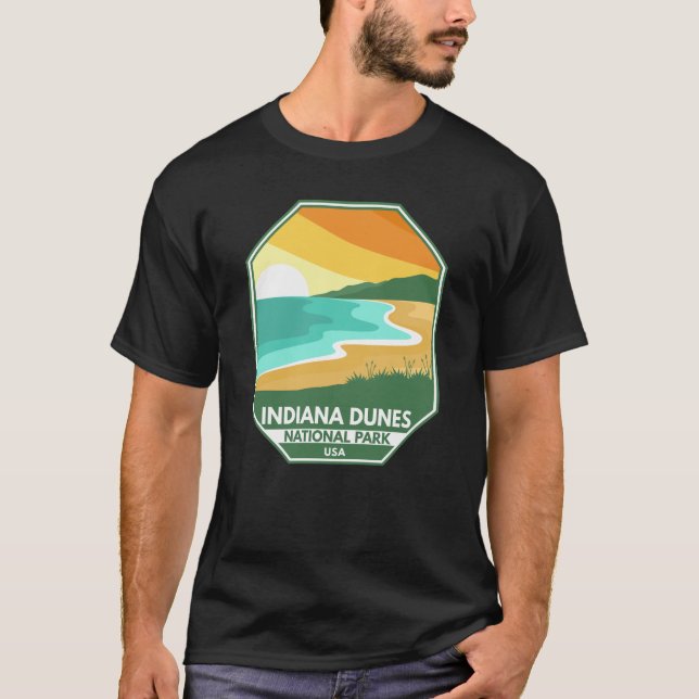 Indiana Dunes National Park Minimal Retro Emblem T-Shirt (Front)