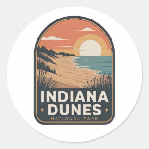 Indiana Dunes National Park Vintage Badge Classic Round Sticker