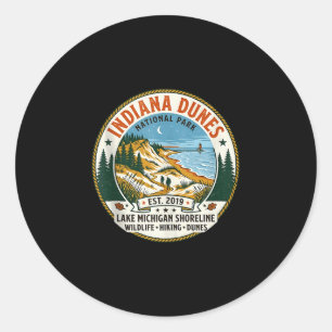 Indiana dunes national park vintage hiking classic round sticker