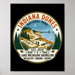 Indiana dunes national park vintage hiking poster