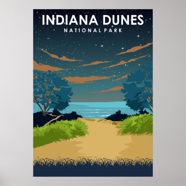 Indiana Dunes National Park Vintage Travel Poster (Front)