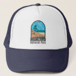 Indiana Dunes National Park Vintage Trucker Hat<br><div class="desc">Indiana Dunes vector artwork in a window style design. The park is a United States national park located in northwestern Indiana managed by the National Park Service.</div>