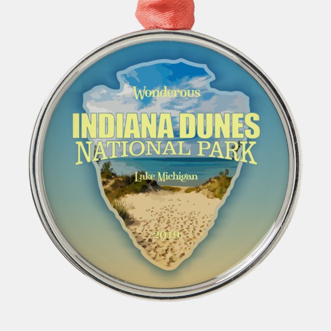 Indiana Dunes NP (arrowhead) Metal Tree Decoration (Front)