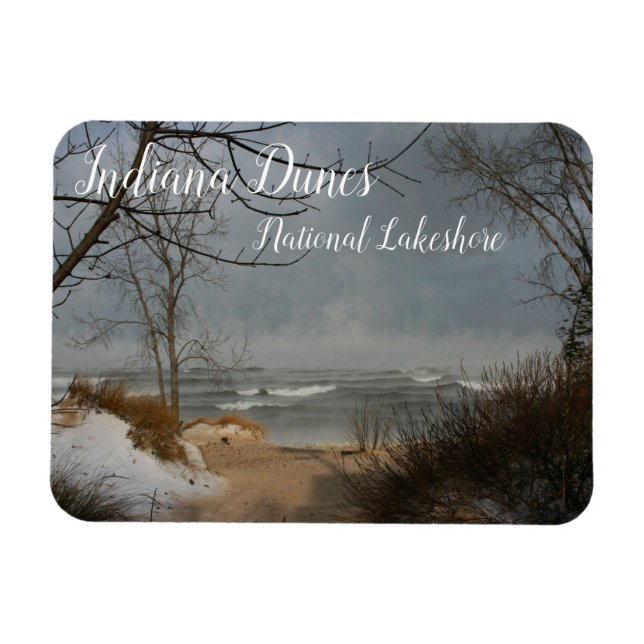 Indiana Dunes, Waves on Lake Michigan, Sand Dunes Magnet (Horizontal)