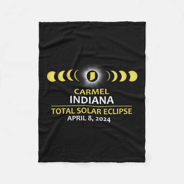 Indiana Eclipse 2024 Total Solar Eclipse  Fleece Blanket (Front)