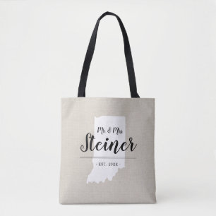 Indiana Family Monogram State Tote Bag