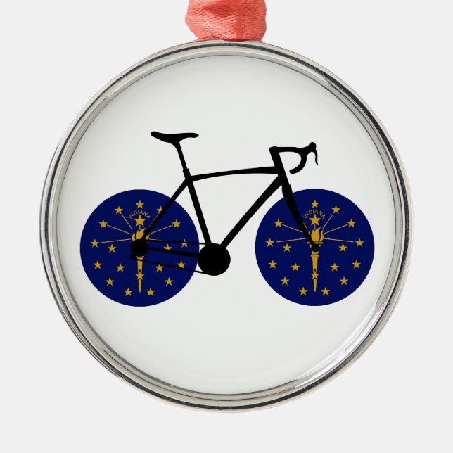 Indiana Flag Cycling Metal Tree Decoration (Front)