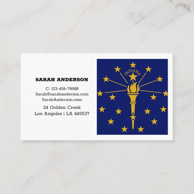 Indiana Flag Elegant Business Cards / USA (Back)