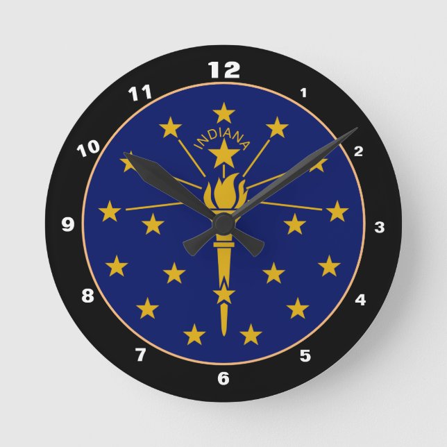 Indiana Flag & Indiana fashion /design USA Round Clock (Front)