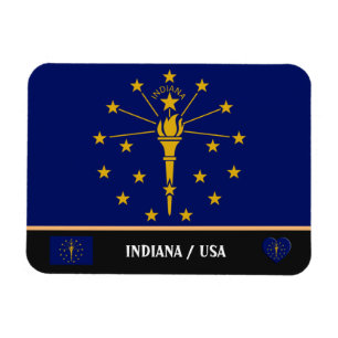 Indiana Flag & Indiana State /travel America Magnet
