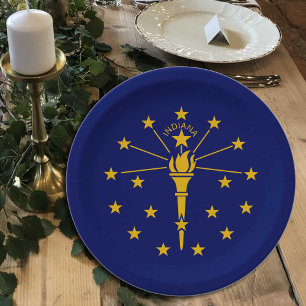 Indiana Flag plates, party, sports, Indiana Paper Plate