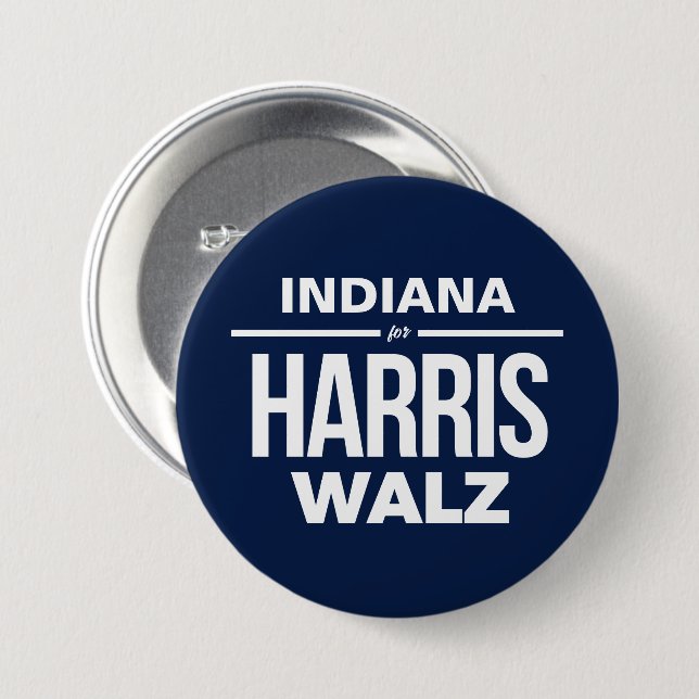 Indiana for Harris Walz 7.5 Cm Round Badge (Front & Back)