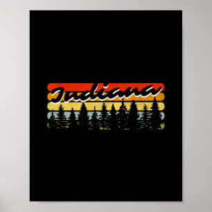 Indiana Forest Sunset Trees Cabin Theme Souvenir  Poster
