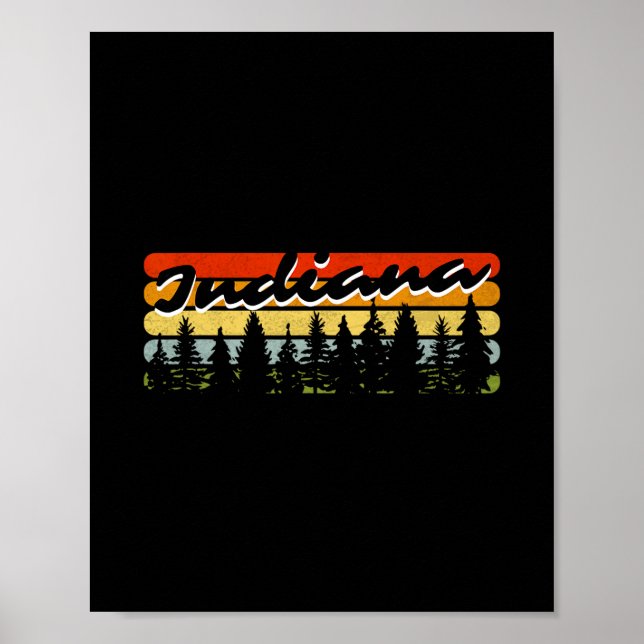 Indiana Forest Sunset Trees Cabin Theme Souvenir  Poster (Front)