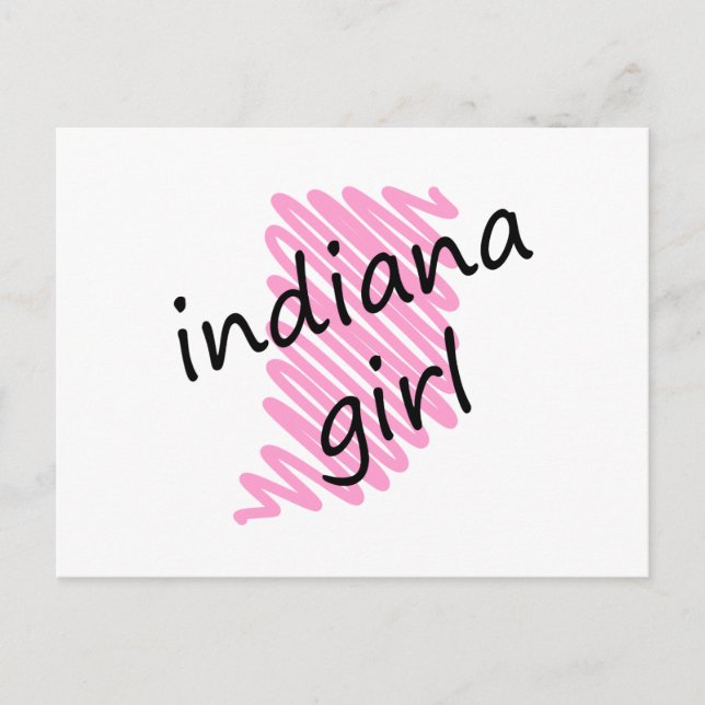 Indiana Girl with Scribbled Indiana Map Postcard (Front)