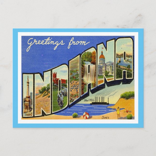 Indiana Greetings From US States Postcard (Front)