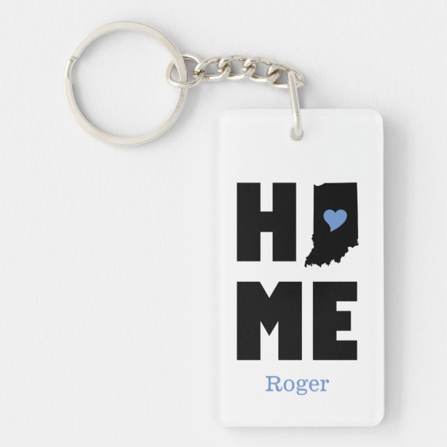 Indiana Home Blue Personalised Key Ring (Front)