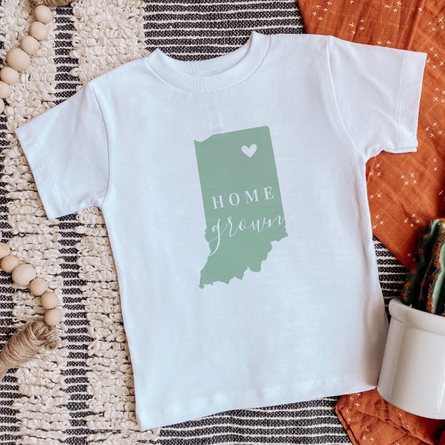 Indiana Home Grown | Editable Colours State Map Baby T-Shirt (Creator Uploaded)