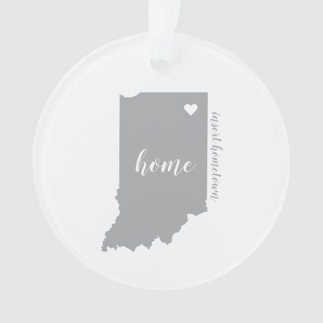 Indiana Hometown Personalized Ornament (Front)
