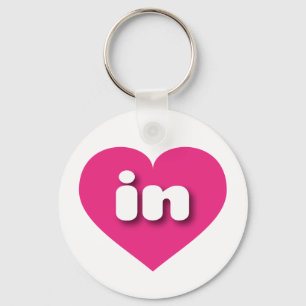 Indiana hot pink heart - I love in Key Ring