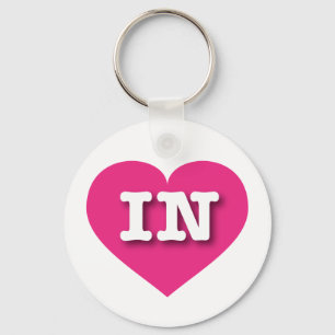 Indiana Hot Pink Heart - I love IN Key Ring