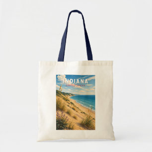 Indiana Illustration Travel Art Vintage Tote Bag