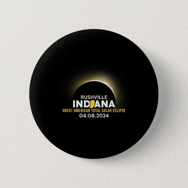 Indiana In Total Solar Eclipse 2024  6 Cm Round Badge (Front)