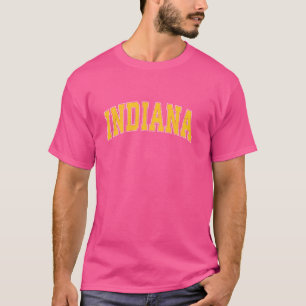 Indiana IN Vintage Athletic Sports Design Yellow S T-Shirt