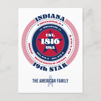 Indiana, Indianapolis, IN, Patriotic, Monogram Postcard