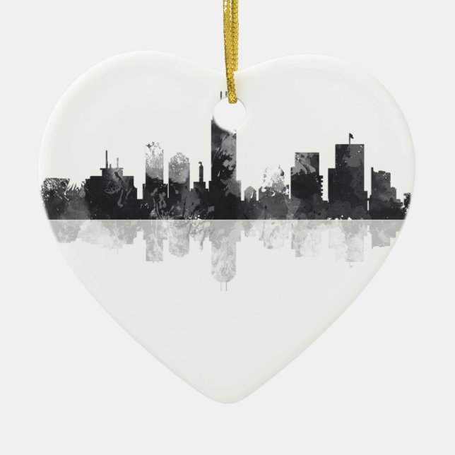 INDIANA, INDIANAPOLIS SKYLINE CERAMIC TREE DECORATION (Front)