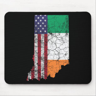 Indiana - Irish American Flag St. Patrick's Day Sa Mouse Pad