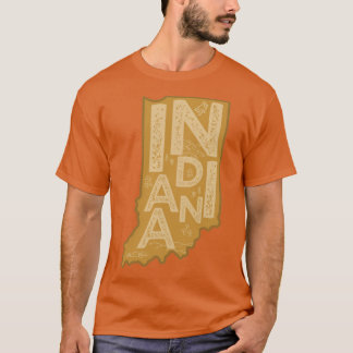 Indiana Map Typography Brown Oversized T-Shirt