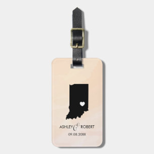 Indiana Map Wedding Luggage Tag, Couple's Name Tag