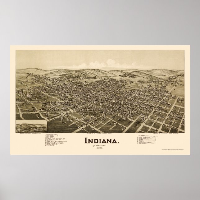 Indiana, PA Panoramic Map - 1900 Poster (Front)